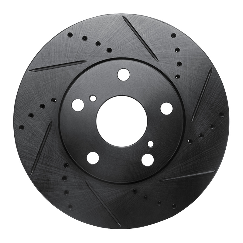 Lexus ES300 Brake Rotor (1) - Front Right - R1 Concepts - Drilled & Slotted - Black - `92-`06